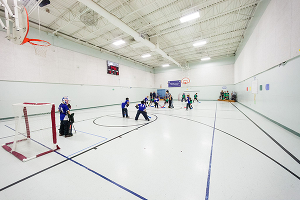 PSAA floor hockey game in the Primary Campus gymnasium