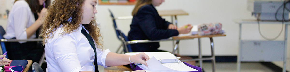 High School girl in class